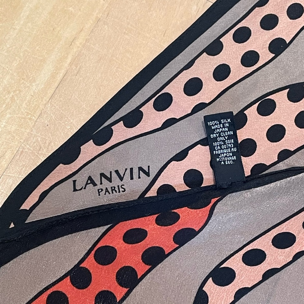 Lanvin Black, Tan, and Orange Polka Dot Scarf - Picture 3 of 5